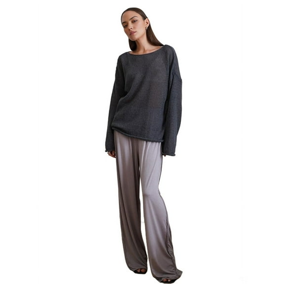 Women Oversized Long Sleeve Sheer Mesh Knit Sweater Tops Y2K Summer Loose Hollow Out Pullover Jumper Shirt Beach Dark Gray L