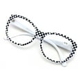 thumbnail image 1 of Women Oversized Reading Glasses - Clear Lens Readers Jackie Oval Leopard Checker, 1 of 5