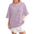 thumbnail image 1 of Women Oversized Striped T Shirts, Color Block Summer Tops, Crew Neck Short Sleeve Casual Tee, Fashion Trendy Loose Top, 1 of 5