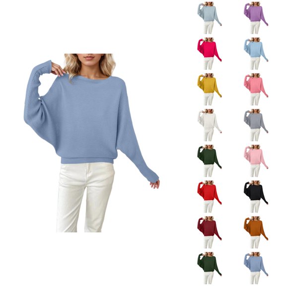 Women Oversized Sweater 2026 Fall Winter Casual Crewneck Batwing Sleeve Knit Pullover Sweater