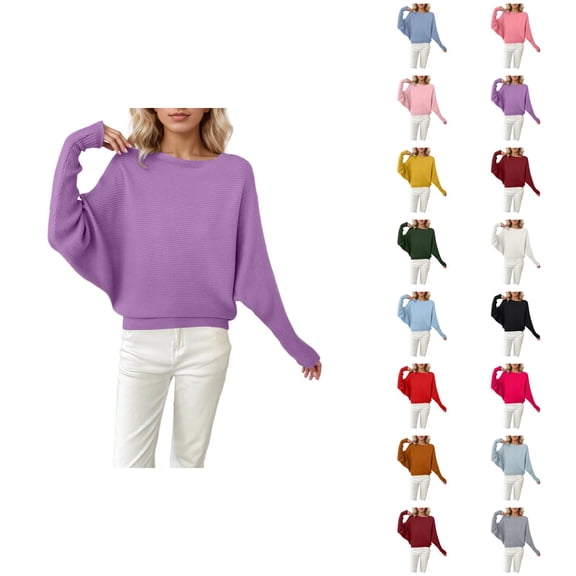 Women Oversized Sweater 2026 Fall Winter Casual Crewneck Batwing Sleeve Knitted Pullover Sweater