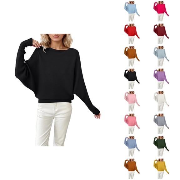 Women Oversized Sweater 2026 Fall Winter Casual Crewneck Batwing Sleeve Knitted Pullover Sweater