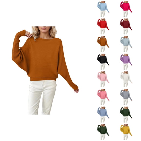 Women Oversized Sweater 2026 Fall Winter Casual Crewneck Batwing Sleeve Knitted Pullover Sweater