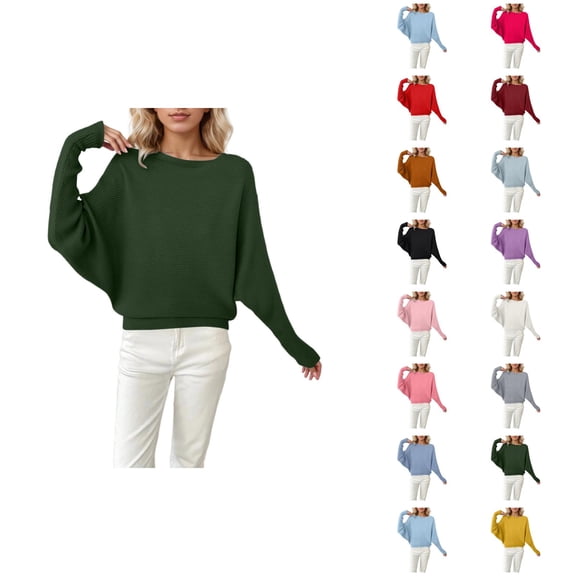 Women Oversized Sweater 2026 Fall Winter Casual Crewneck Batwing Sleeve Knitted Pullover Sweater