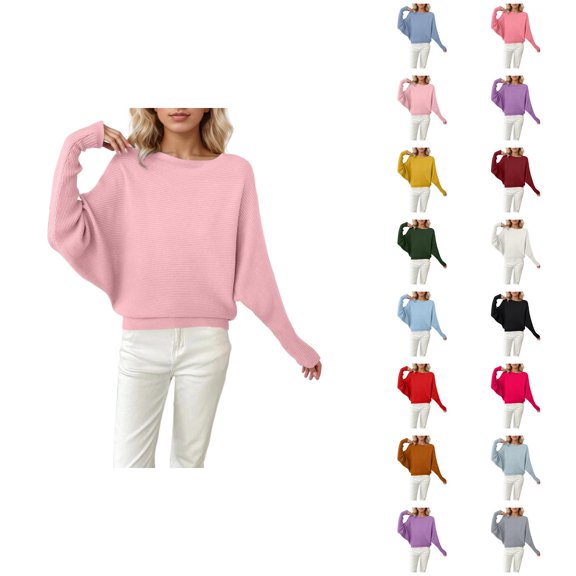 Women Oversized Sweater 2026 Fall Winter Casual Crewneck Batwing Sleeve Knitted Pullover Sweater