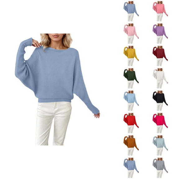 Women Oversized Sweater 2026 Fall Winter Casual Crewneck Batwing Sleeve Knitted Pullover Sweater