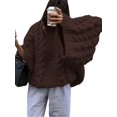 thumbnail image 1 of Women Oversized Sweater Chunky Cable Knit Sweater Knitted Sweater Pullover Trendy Fall Essentials Dark Coffee S, 1 of 9