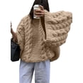 thumbnail image 1 of Women Oversized Sweater Chunky Cable Knit Sweater Knitted Sweater Pullover Trendy Fall Essentials Light Khaki S, 1 of 9