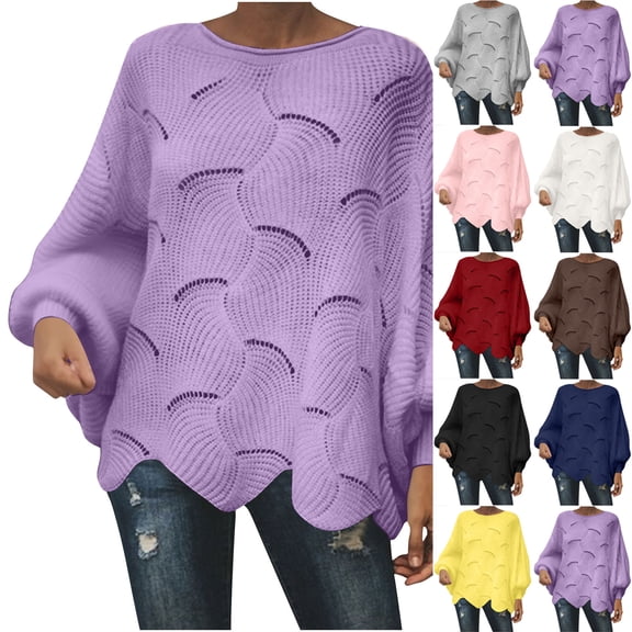 Women Oversized Sweaters Batwing Long Sleeve Knitted Pullover Tops Casual Loose Hollow Out Jumper Shirts Fall Fashion Sweater