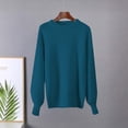 thumbnail image 1 of Women Oversized Sweaters, Loose Lantern Long Sleeve Fall Crewneck Casual Soft Knit Loungewear Fashion Pullover Blouse Tops Blue One Size, 1 of 6