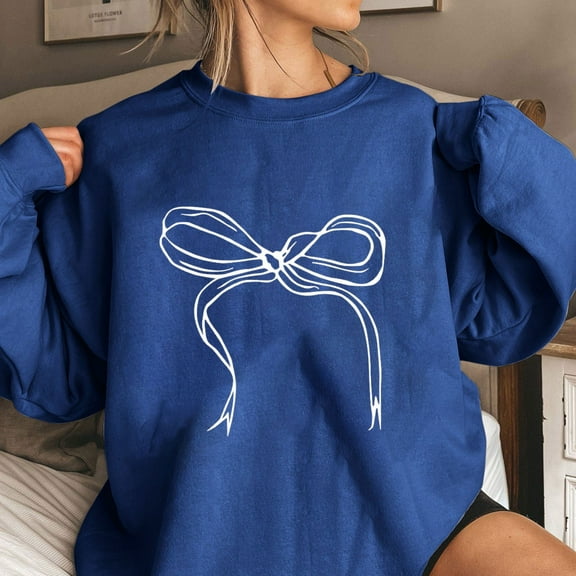 Women Oversized Sweatshirt Long Sleeve Crewneck Bow Graphic Fleece Pullover Top Girls Loose Casual Fall Sweatshirt Outfits
