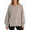thumbnail image 1 of Women Oversized Sweatshirts Crewneck Side Slit Pullover Long Sleeve Casual Tops, 1 of 6