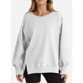 thumbnail image 1 of Women Oversized Sweatshirts Crewneck Side Slit Pullover Long Sleeve Casual Tops, 1 of 7