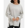 thumbnail image 1 of Women Oversized Sweatshirts Crewneck Side Slit Pullover Long Sleeve Casual Tops, 1 of 6