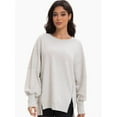 thumbnail image 1 of Women Oversized Sweatshirts Crewneck Side Slit Pullover Long Sleeve Casual Tops, 1 of 6