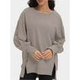 thumbnail image 1 of Women Oversized Sweatshirts Crewneck Side Slit Pullover Long Sleeve Casual Tops, 1 of 6