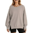 thumbnail image 1 of Women Oversized Sweatshirts Crewneck Side Slit Pullover Long Sleeve Casual Tops, 1 of 7