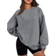 thumbnail image 1 of Women Oversized Sweatshirts Hoodie Fleece Crew Neck Long Sleeve Sweaters Comfy Fall Fashion Outfits Dark Grey S, 1 of 9