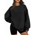 thumbnail image 1 of Women Oversized Sweatshirts Hoodie Fleece Crew Neck Long Sleeve Sweaters Comfy Fall Fashion Outfits Black M, 1 of 7