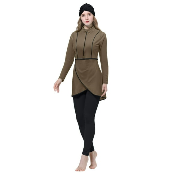 Women Oversized Swimsuit Conservative Swimsuit Long Sleeve Trousers Swim Cap Three Piece Swimsuit Silk Maxi Dress Trendy Belts for Teen Girls Swim Shirt Womens Surfing Swimsuits for Women plus Size