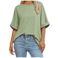 thumbnail image 1 of Women Oversized T Shirt 60 Polyester 35 Rayon 5 Spandex Crewneck Short Sleeve for All Seasons, 1 of 7