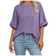 thumbnail image 1 of Women Oversized T Shirt 60 Polyester 35 Rayon 5 Spandex Crewneck Short Sleeve for All Seasons, 1 of 6