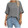 thumbnail image 1 of Women Oversized T Shirt 60 Polyester 35 Rayon 5 Spandex Crewneck Short Sleeve for All Seasons, 1 of 7