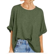 Women Oversized T-Shirt Loose Fit Workout Tops Short Sleeve Gym Basic Tee Shirt