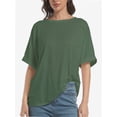 thumbnail image 1 of Women Oversized T-Shirt Loose Fit Workout Tops Short Sleeve Gym Basic Tee Shirt, 1 of 7
