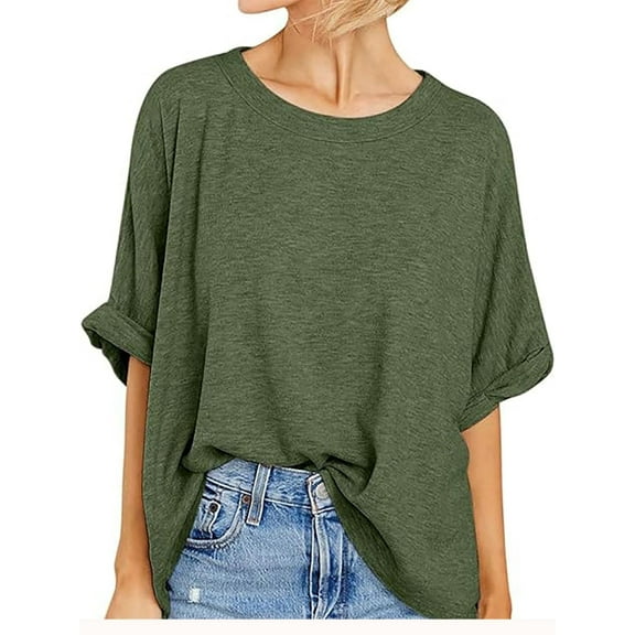 Women Oversized T-Shirt Loose Fit Workout Tops Short Sleeve Gym Basic Tee Shirt