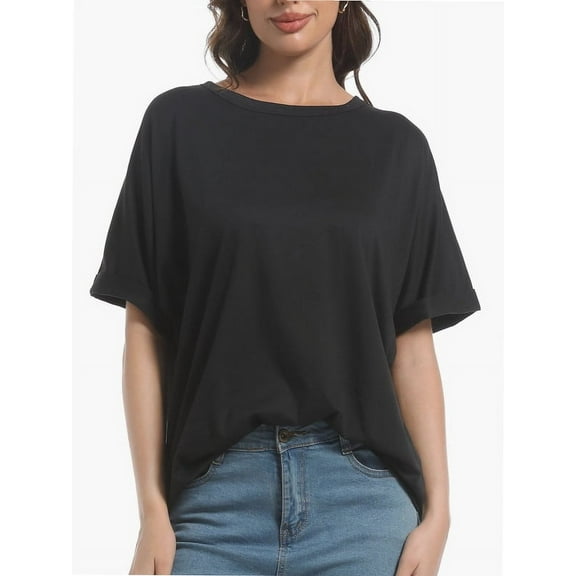 Women Oversized T-Shirt Loose Fit Workout Tops Short Sleeve Gym Basic Tee Shirt