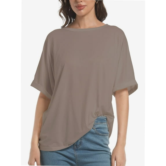 Women Oversized T-Shirt Loose Fit Workout Tops Short Sleeve Gym Basic Tee Shirt