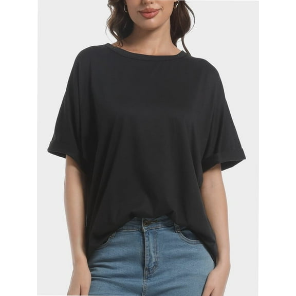 Women Oversized T-Shirt Loose Fit Workout Tops Short Sleeve Gym Basic Tee Shirt