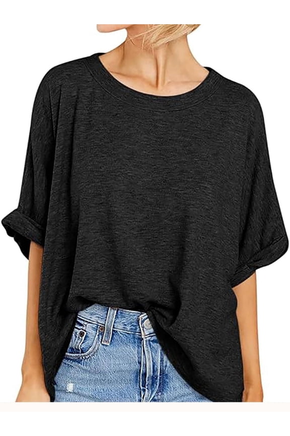 Women Oversized T-Shirt Loose Fit Workout Tops Short Sleeve Gym Basic Tee Shirt