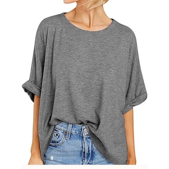Women Oversized T-Shirt Loose Fit Workout Tops Short Sleeve Gym Basic Tee Shirt