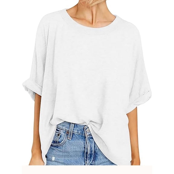 Women Oversized T-Shirt Loose Fit Workout Tops Short Sleeve Gym Basic Tee Shirt