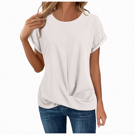 Women Oversized T Shirts Short Sleeve Summer Casual Loose Top Basic Tee with Pocket Fashion Casual Short Sleeve Shirts Classic Fit Crew Neck Tees Tops