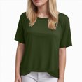thumbnail image 1 of Women Oversized T Shirts Short Sleeve Summer Casual Loose Top Basic Tee with Pocket Fashion Casual Short Sleeve Shirts Classic Fit Crew Neck Tees Tops, 1 of 6