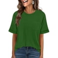 thumbnail image 1 of Women Oversized T Shirts Short Sleeve Summer Casual Loose Top Basic Tee with Pocket Dark Green L, 1 of 5