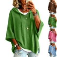 thumbnail image 1 of Women Oversized Tunic Sweaters Fall Slouchy 3/4 Sleeve Ribbed Knit Drawstring Pullover Y2K Fall Drop Shoulder Hoodies Green L, 1 of 7