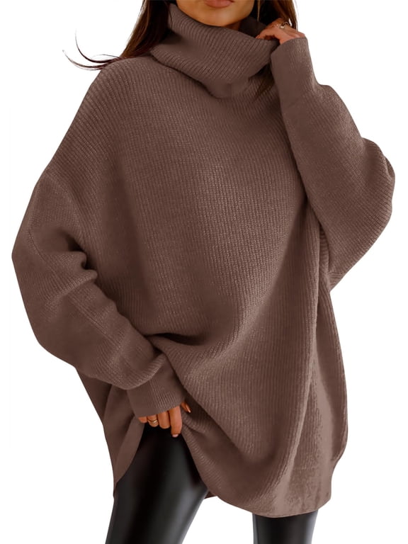 Women Oversized Turtleneck Sweater Long Sleeve Loose Knit Pullover Jumper
