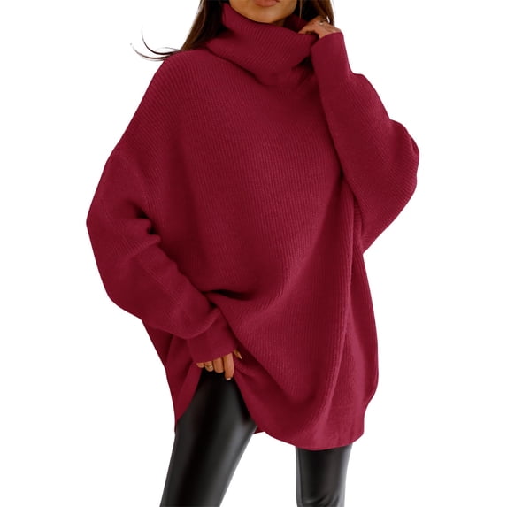Women Oversized Turtleneck Sweater Long Sleeve Loose Knit Pullover Jumper