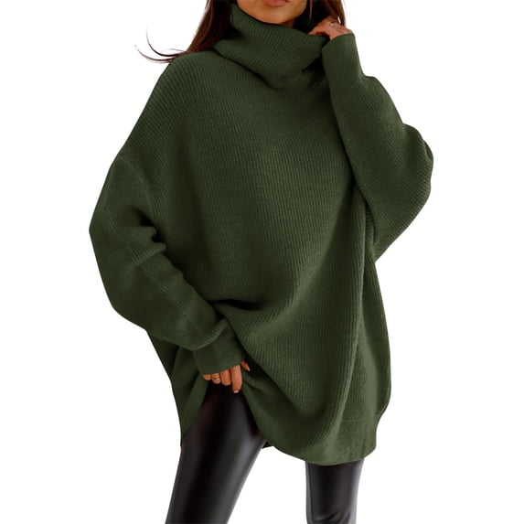 Women Oversized Turtleneck Sweater Long Sleeve Loose Knit Pullover Jumper