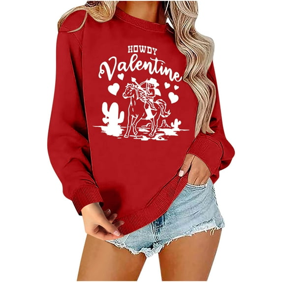 Women Oversized Valentine's Day Sweatshirt Long Sleeve Shirts Casual Loose Pullover Tops Fashion Outfits for Valentines Day