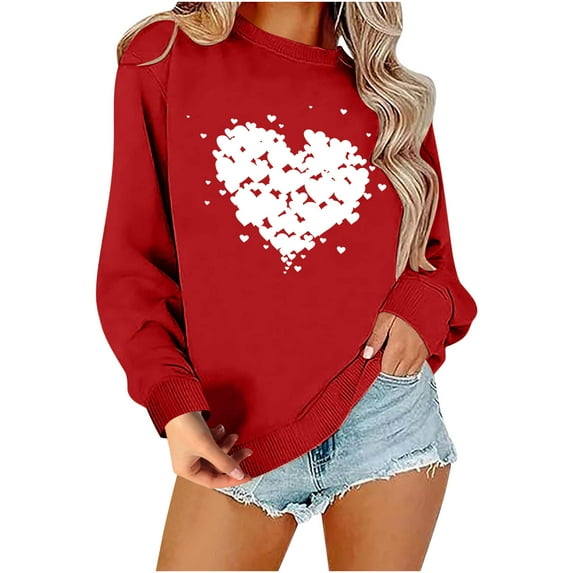 Women Oversized Valentine's Day Sweatshirt Long Sleeve Shirts Casual Loose Pullover Tops Fashion Outfits for Valentines Day