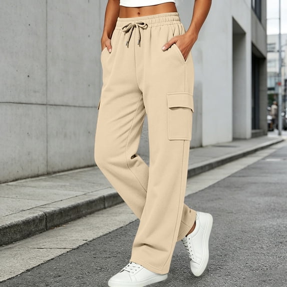 Women Oversized Wide Leg Cargo Sweatpants JIANLAI ,Drawstring Elastic Waist Casual Athletic Pants With Multi‑Pockets, Soft Cotton‑Blend Loose Fit Streetwear Trousers For Daily Workout Lounging