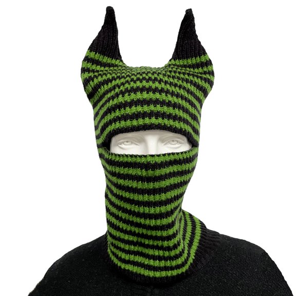 Women Ox Horn Hat Warm Ear Protector Hat Knit Balaclava Hot Girl Handmade Hat