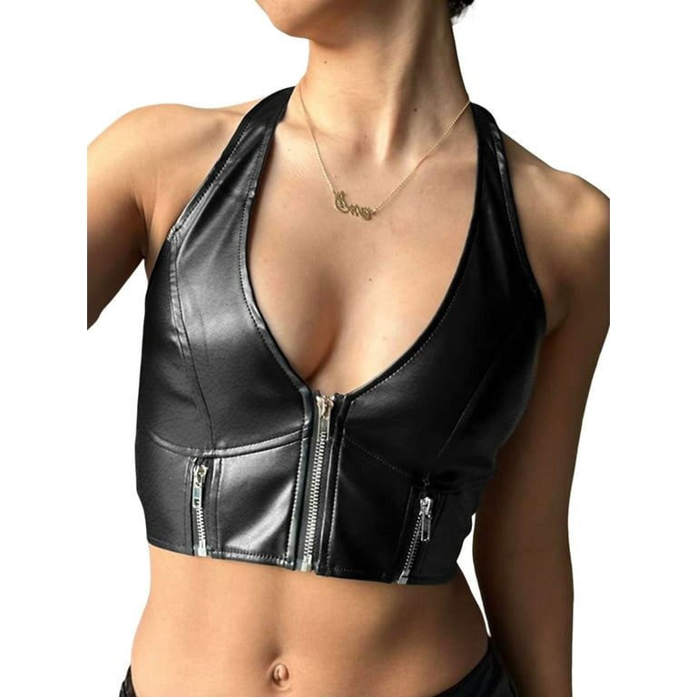 Leather CROP TOP Genuine Leather Crop Top Real Leather Custom Made