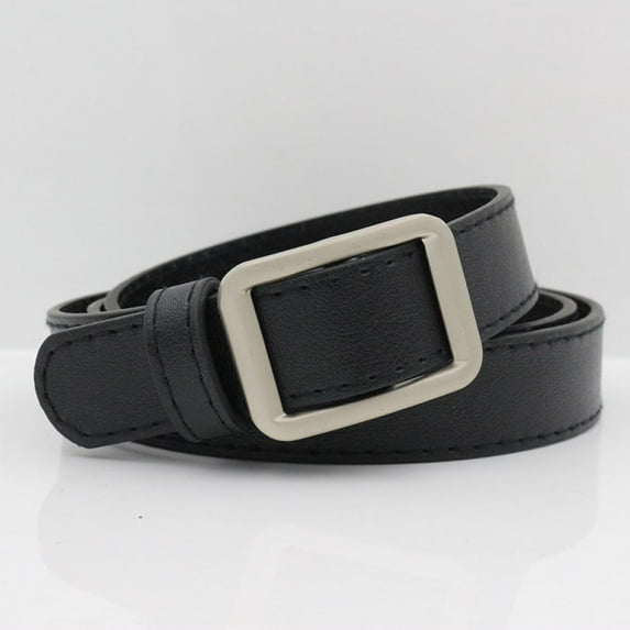 Women PU Leather Casual Belts Square Buckle Without Holes Retro Waistband