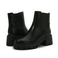 thumbnail image 1 of Women PU Leather Chunky Platform Chelsea Boots Zip Up Ankle Booties (Black / 6), 1 of 8